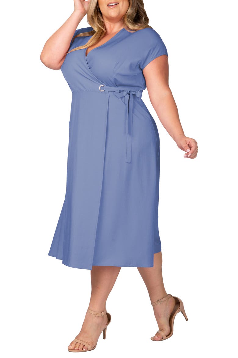 Midi Wrap Dress, Alternate, color, INDIGO