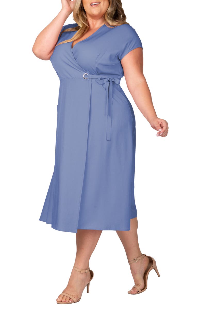 Standards & Practices Midi Wrap Dress, Alternate, color, Indigo