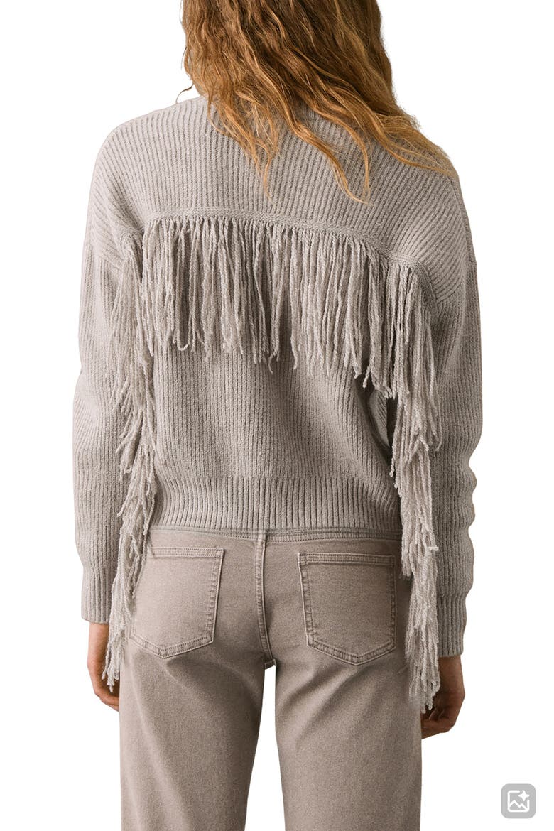 Fringe Accent Sweater, Alternate, color, MEDIUM BROWN