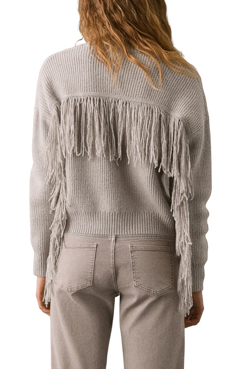 MANGO TEEN Fringe Accent Sweater, Alternate, color, Medium Brown
