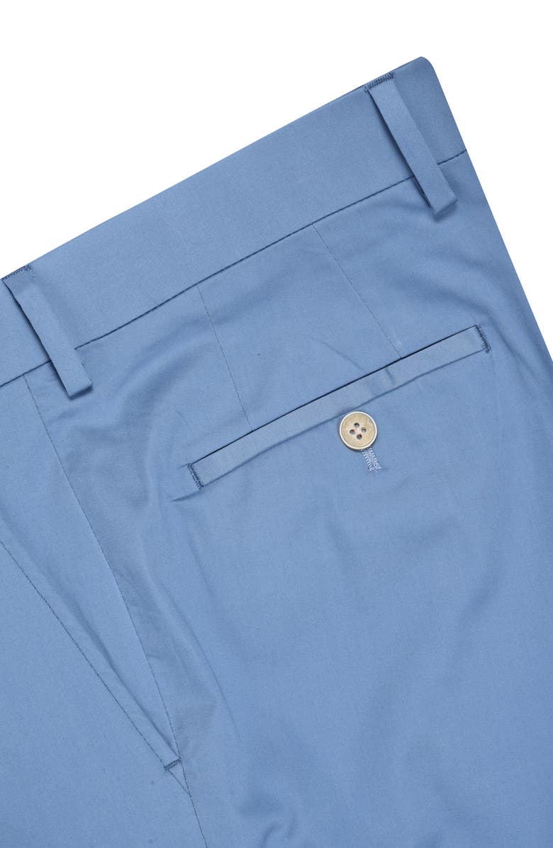 SAVILE ROW CO Brixton Light Blue Solid Two Button Peak Lapel Trim Fit Stretch Cotton Suit, Alternate, color, 