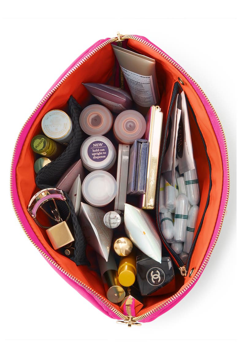 Vacationer Makeup Bag, Alternate, color, BUBBLEGUM PINK/ ORANGE