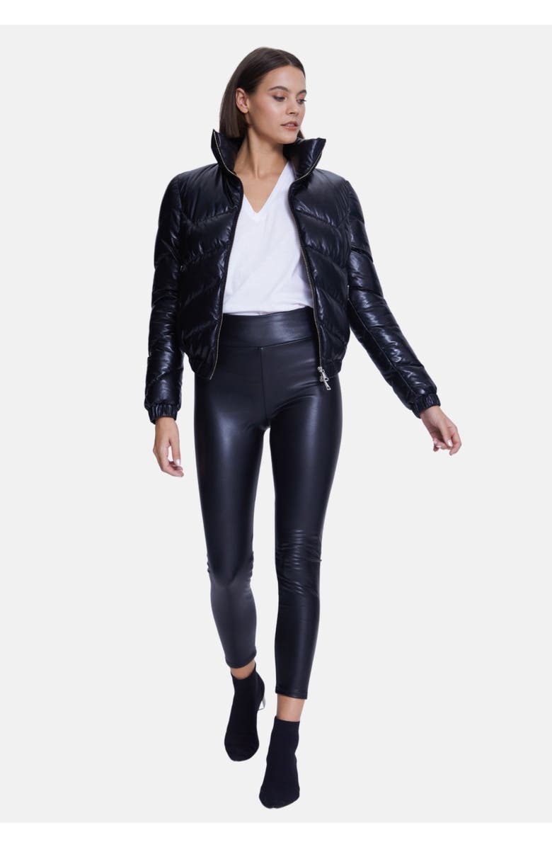 Furniq UK Octavia Leather Jacket, Alternate, color, Black