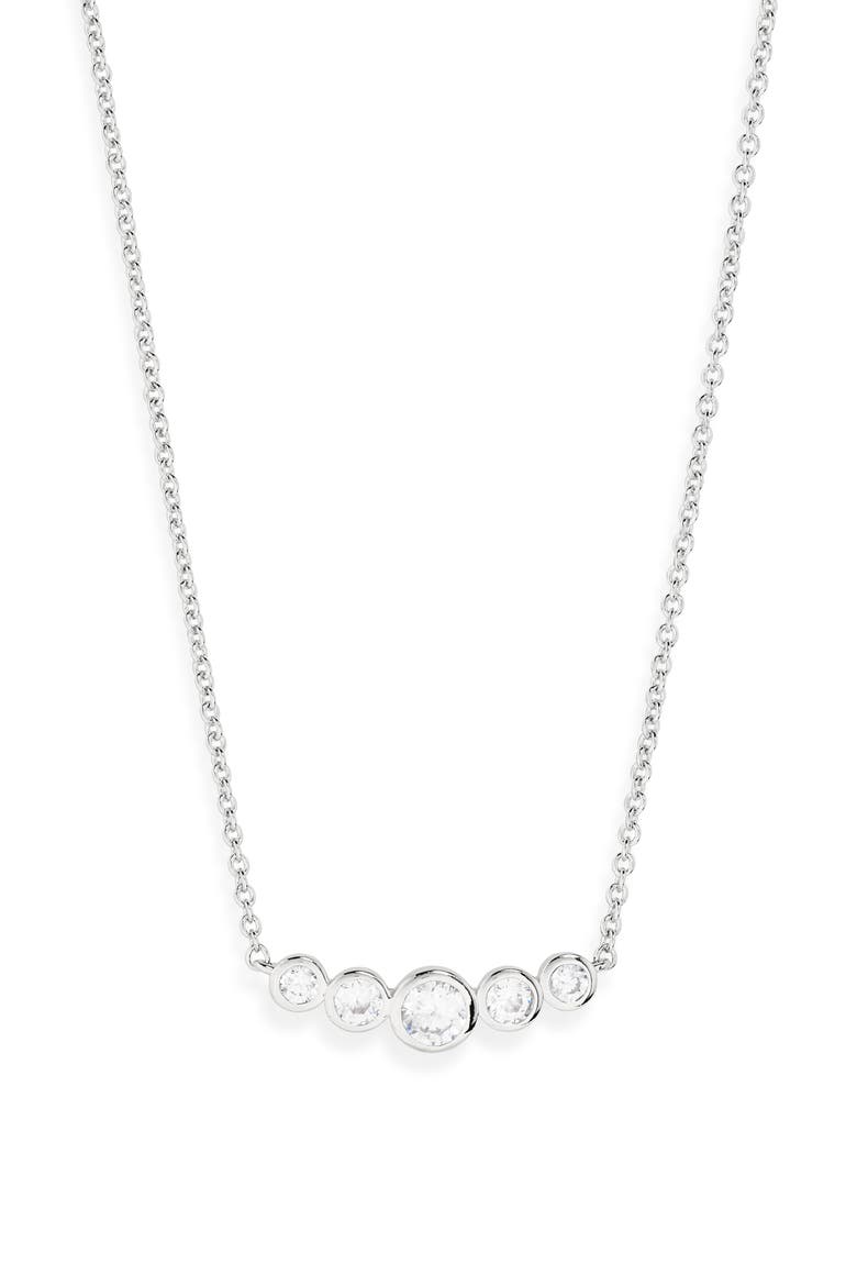 Jordan Cubic Zirconia Frontal Necklace, Main, color, RHODIUM