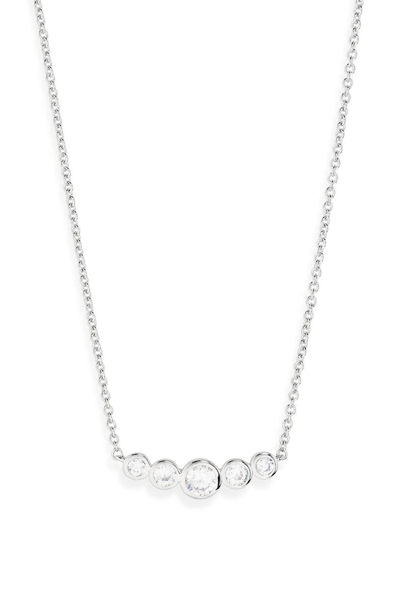Nadri Jordan Cubic Zirconia Frontal Necklace, Main, color, Rhodium
