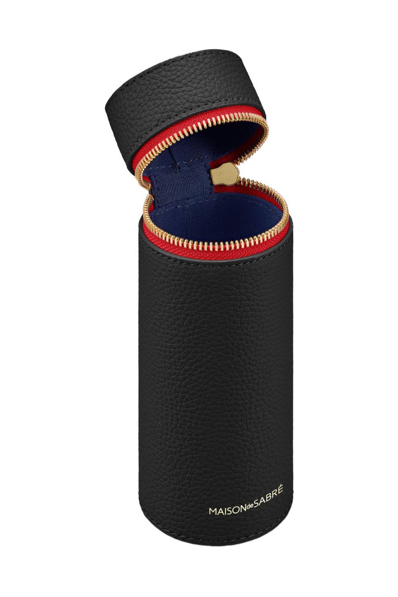Leather Brush Case, Alternate, color, Rouge Noir