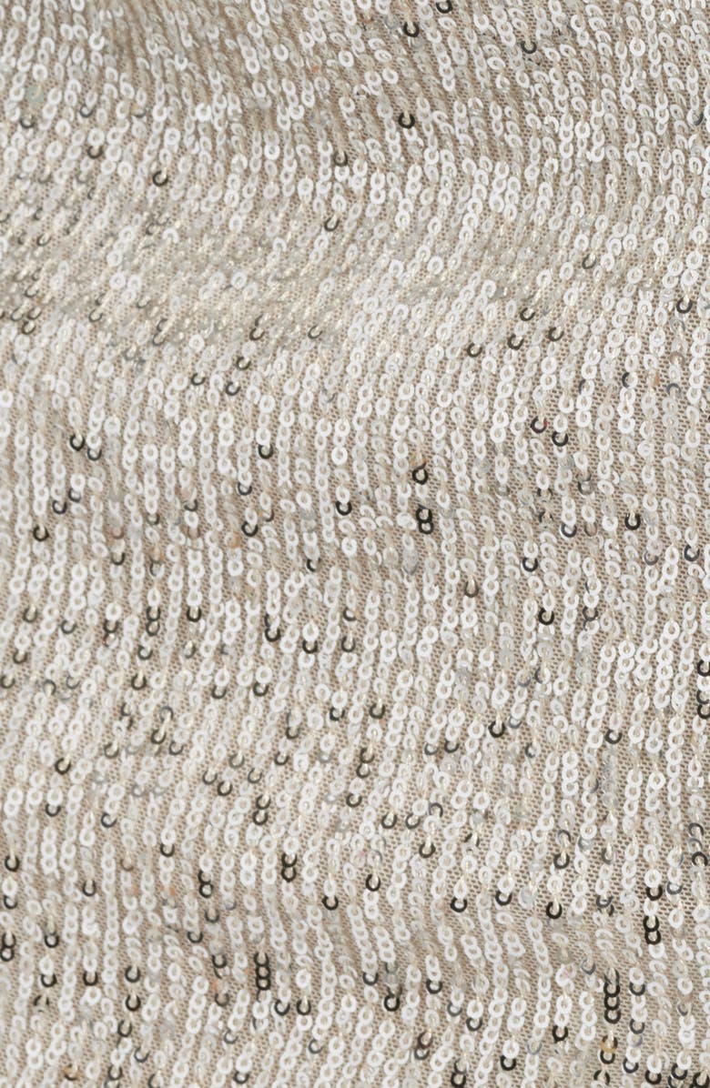 Eliza J Sequin Mock Neck Cocktail Dress, Alternate, color, Silver