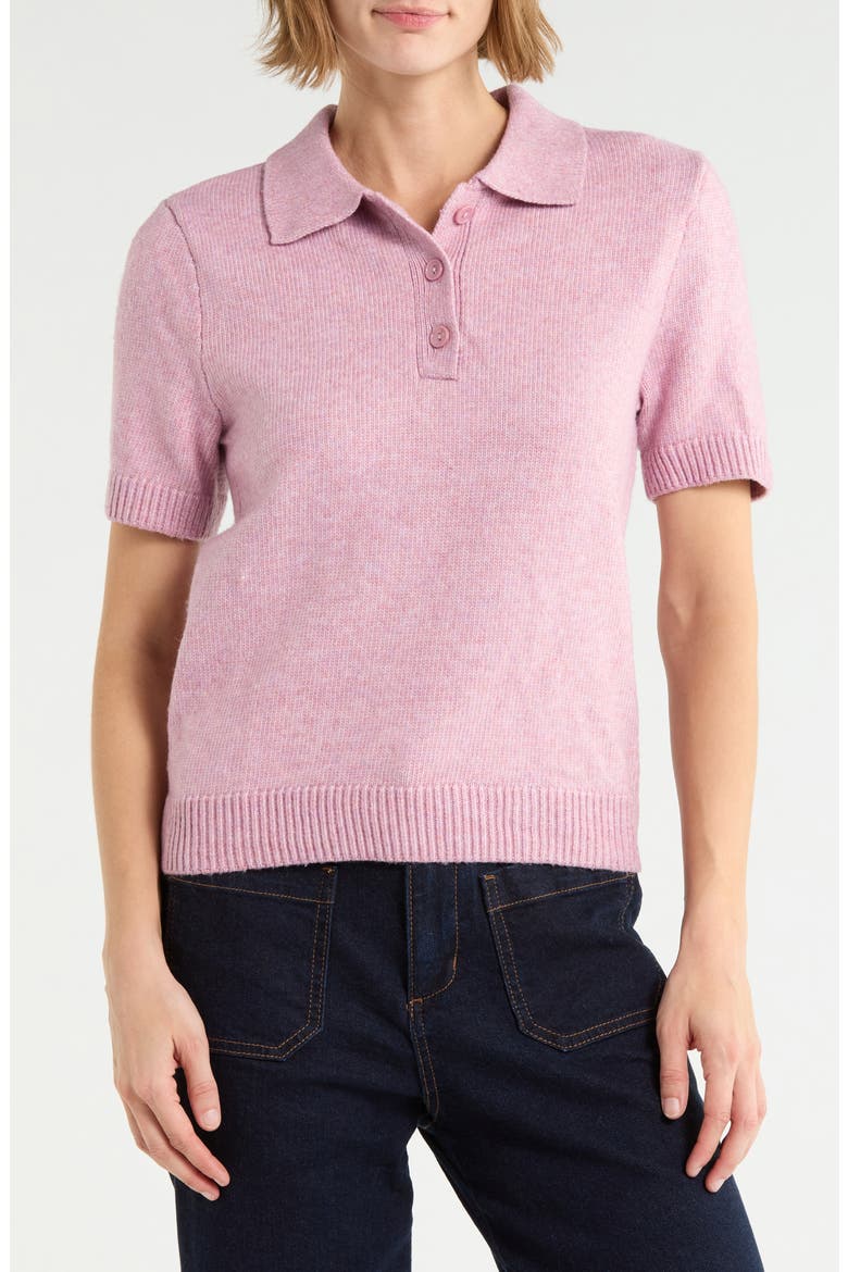 Short Sleeve Polo Sweater, Main, color, ORCHID DUSK PURPLE