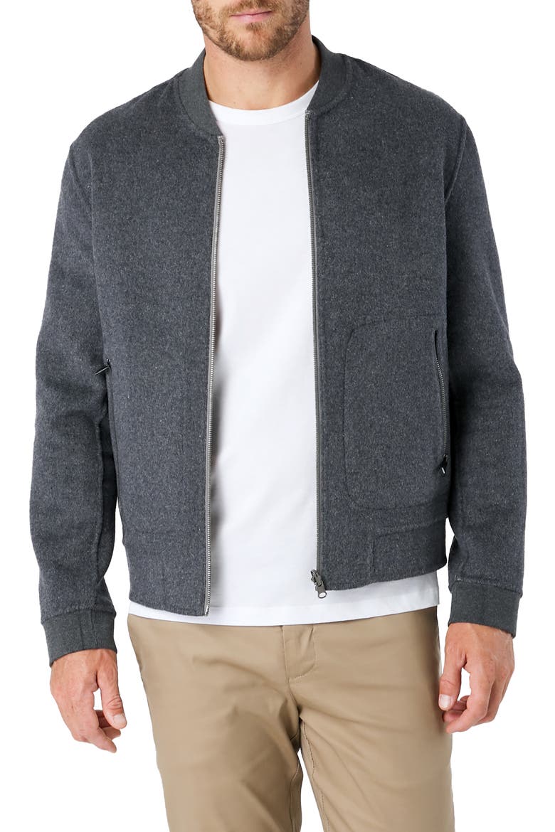 Glasgow Slim Fit Reversible Wool Blend Bomber Jacket, Alternate, color, GREY