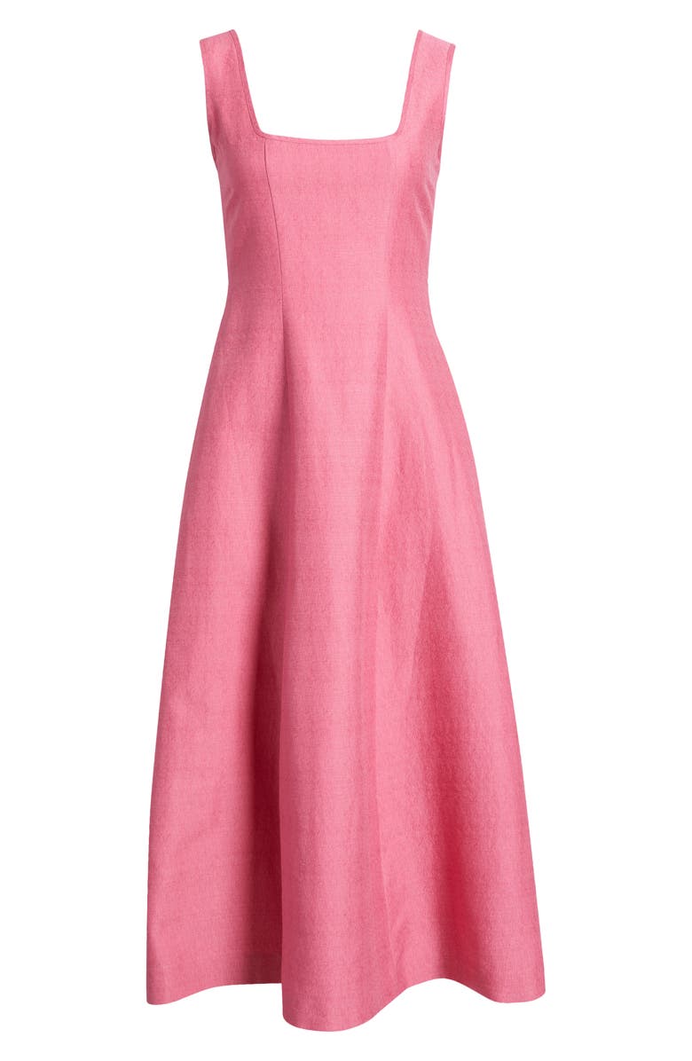 Cult Gaia Leigh A-Line Linen Blend Faille Midi Dress, Alternate, color, Rosette