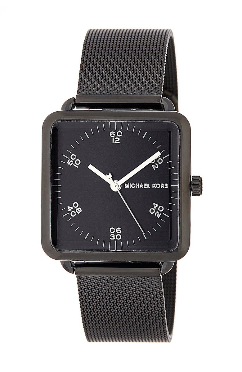 MICHAEL Michael Kors 'Brenner' Square Mesh Strap Watch, 31mm, Main, color,
