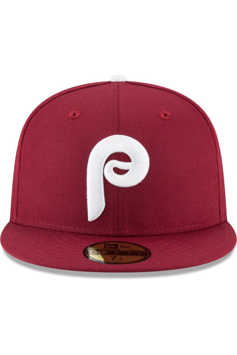 Men's New Era Maroon Philadelphia Phillies Cooperstown Collection Wool 59FIFTY Fitted Hat, Alternate, color, Maroon