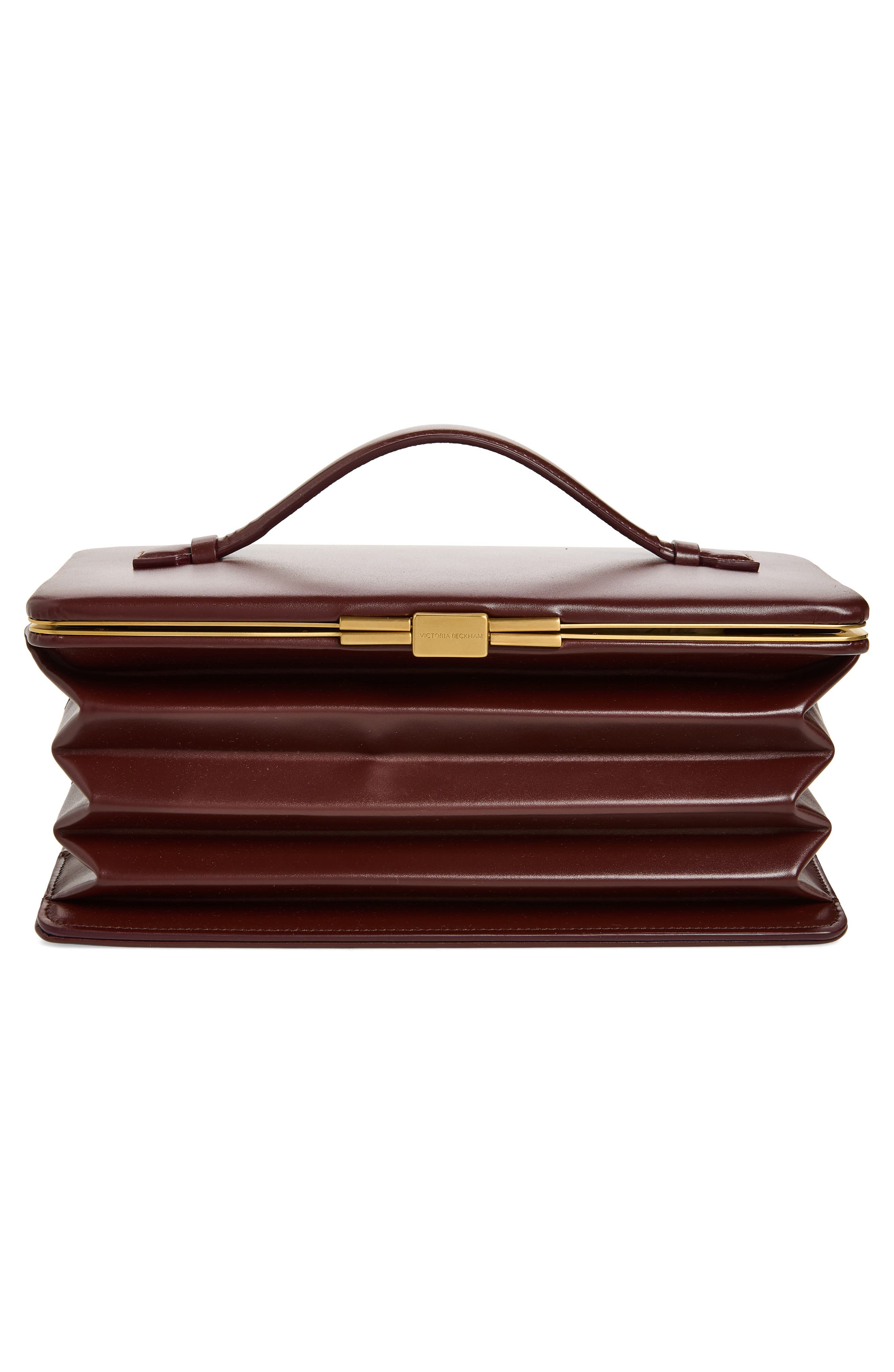 Victoria Beckham Concertina Leather Accordion Clutch, Main, color, Dark Burgundy