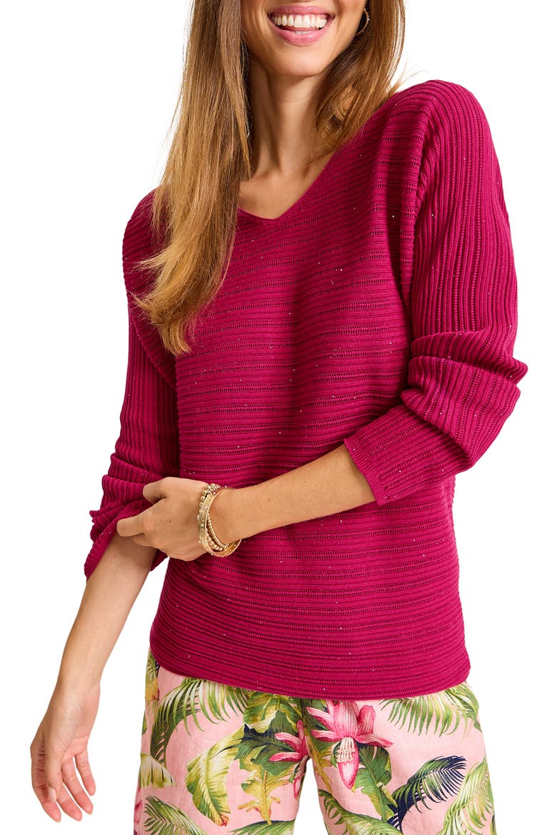 Jewel Bay Mini Sequin Sweater, Alternate, color, PINK PAPAYA