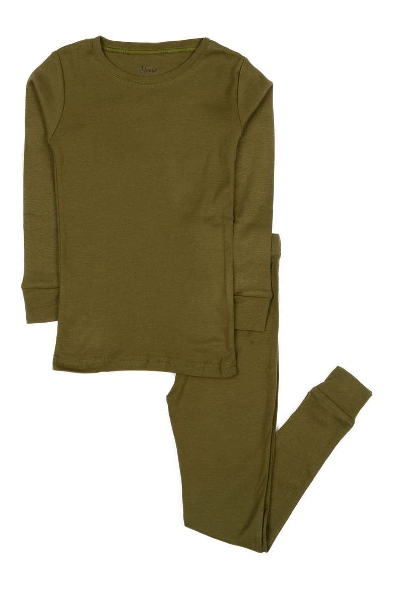 Solid 2-Piece Cotton Pajamas, Main, color, OLIVE