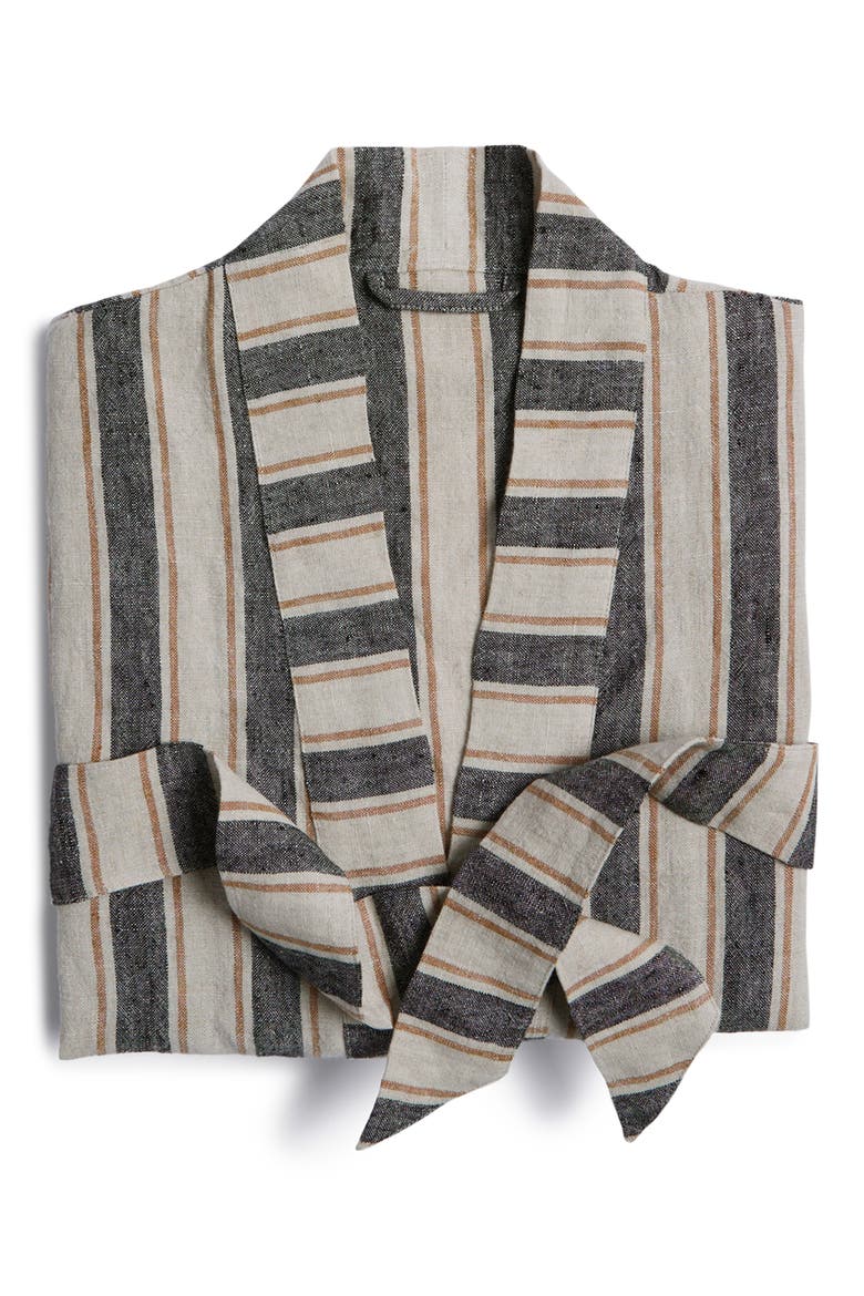 Stripe Linen Robe, Alternate, color, NATURAL WITH SOFT BLACK