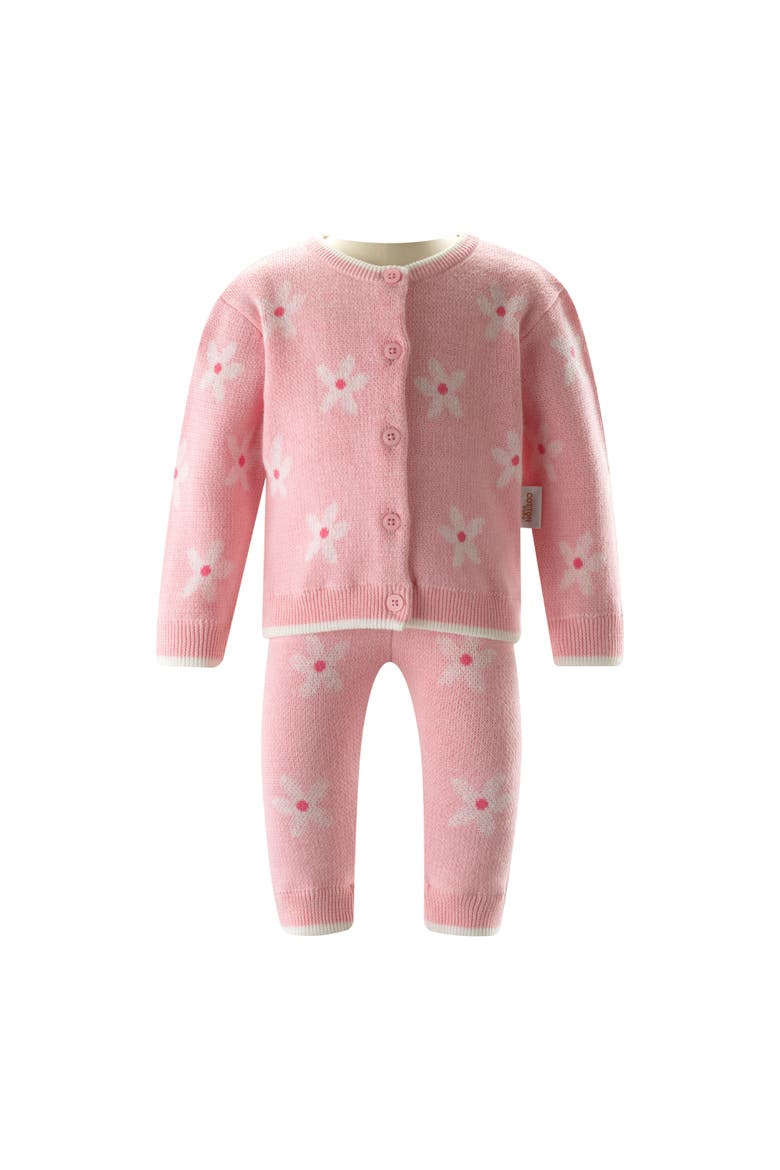 Daisy Knit Cardigan & Leggings Set, Main, color, Pink