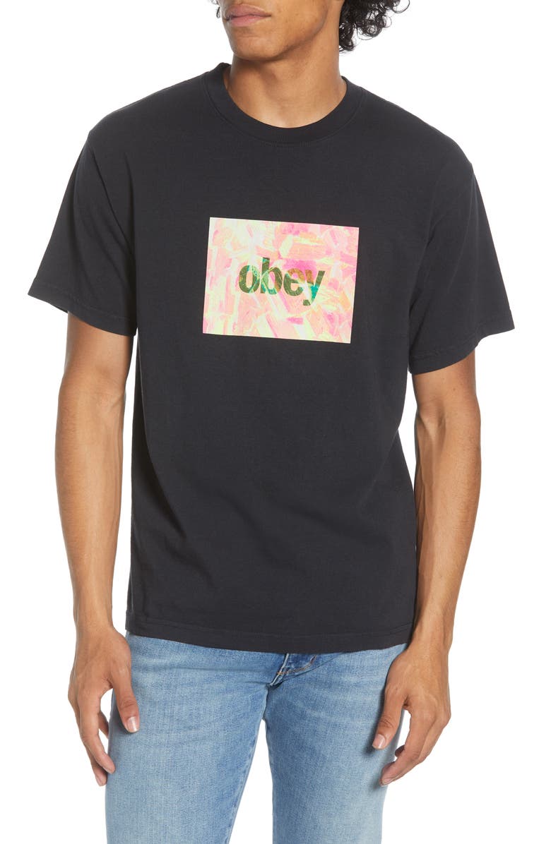 Obey Petrified Box Logo T-Shirt, Main, color, 