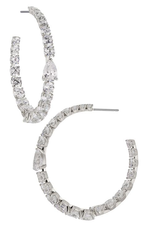 Halle Large Cubic Zirconia Inside Out Hoop Earrings