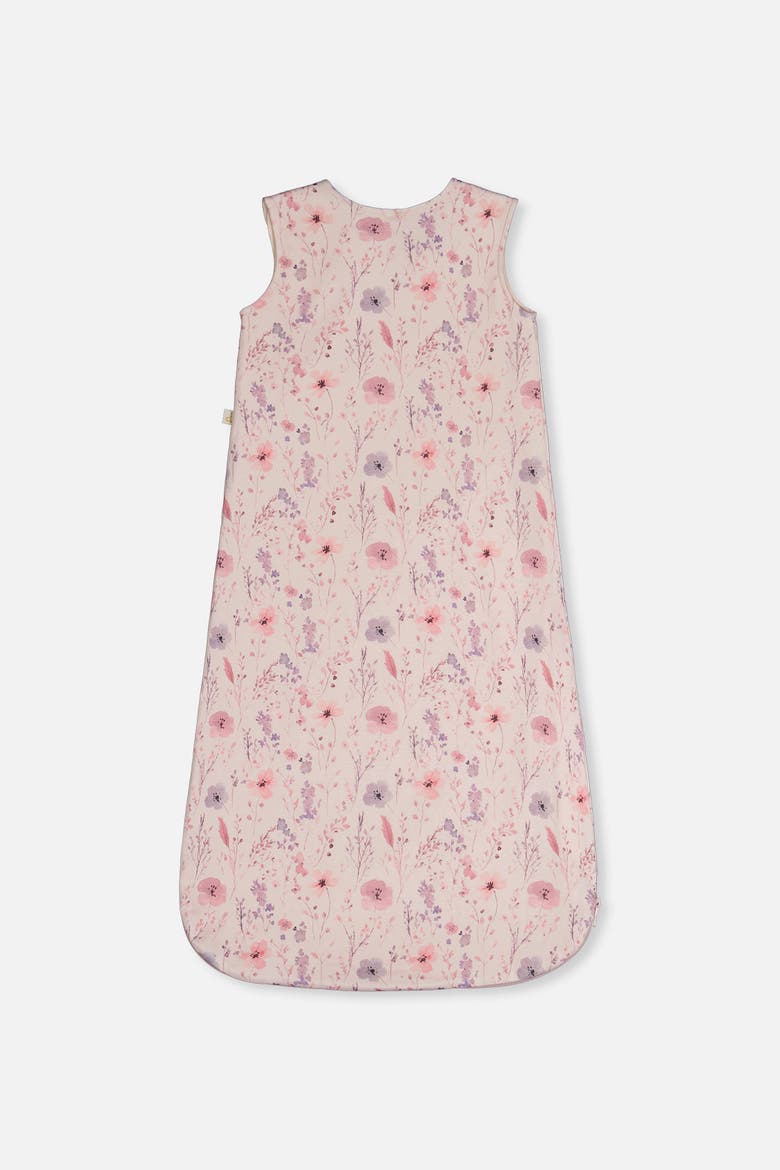 Organic Cotton Shoulder Snap Zipper Sleep Sack, Alternate, color, Pink Printed Flowers