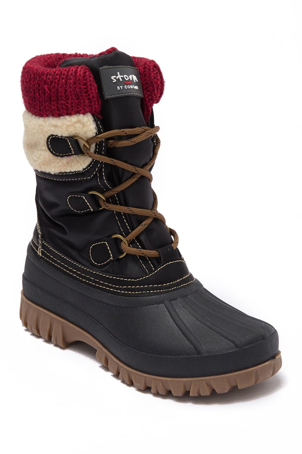 Cougar Cove Woven Cuff Faux Fur Lined Waterproof Boot, Alternate, color, 