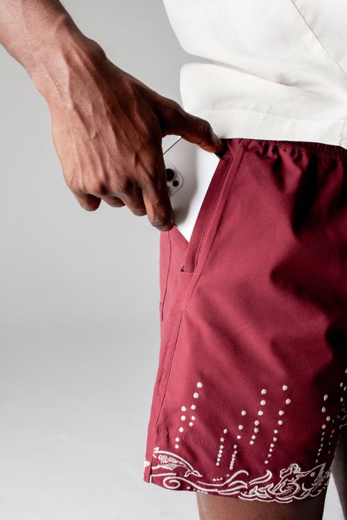 Tombolo 'fruits De Mer' Swim Trunks In Burgundy