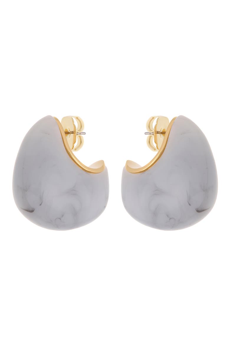 Carlotta Curve Marble Scoop Earrings, Alternate, color, GOLD TONE/ GREY MARBLE