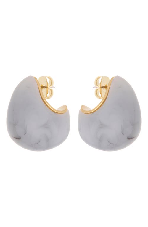 Reiss Carlotta Curve Marble Scoop Earrings In Gold Tone/grey Marble
