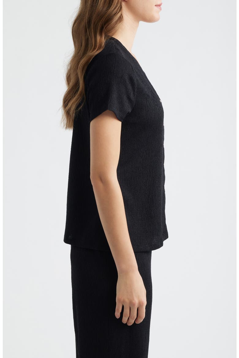 Crepe Button-Up Shirt, Alternate, color, ANNE BLACK