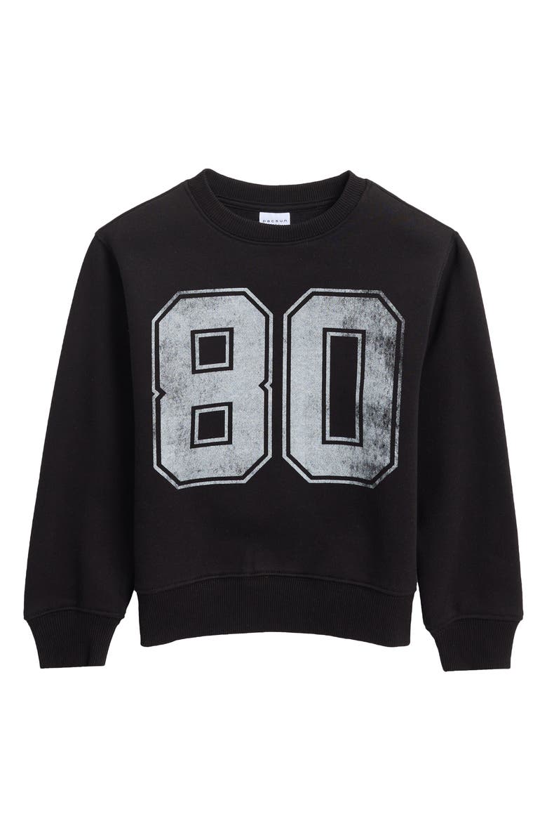 PacSun Kids' 80 Distressed Fleece Graphic Sweatshirt, Main, color, Black