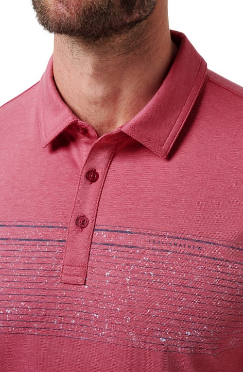 Travismathew Final Call Chest Stripe Piqué Polo In Rose Wine