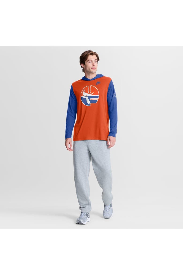 Men's Nike Orange/Royal Florida Gators Campus Legacy Tri-Blend Long Sleeve Hooded T-Shirt, Alternate, color, Orange