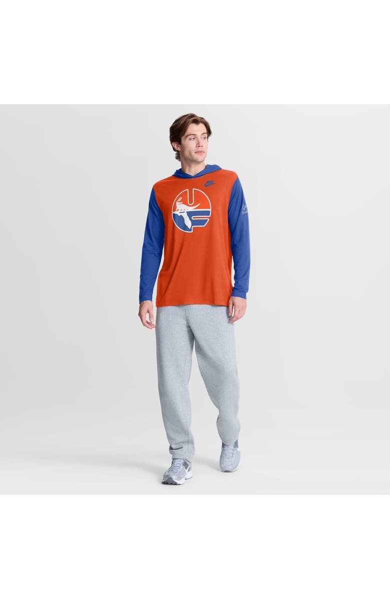 Nike Men's Nike Orange/Royal Florida Gators Campus Legacy Tri-Blend Long Sleeve Hooded T-Shirt, Alternate, color, Orange
