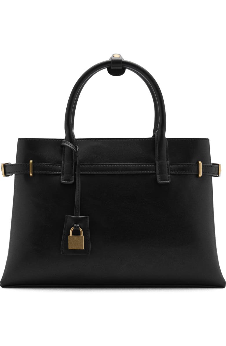 MANGO Padlock Detail Faux Leather Shopper Bag, Main, color,