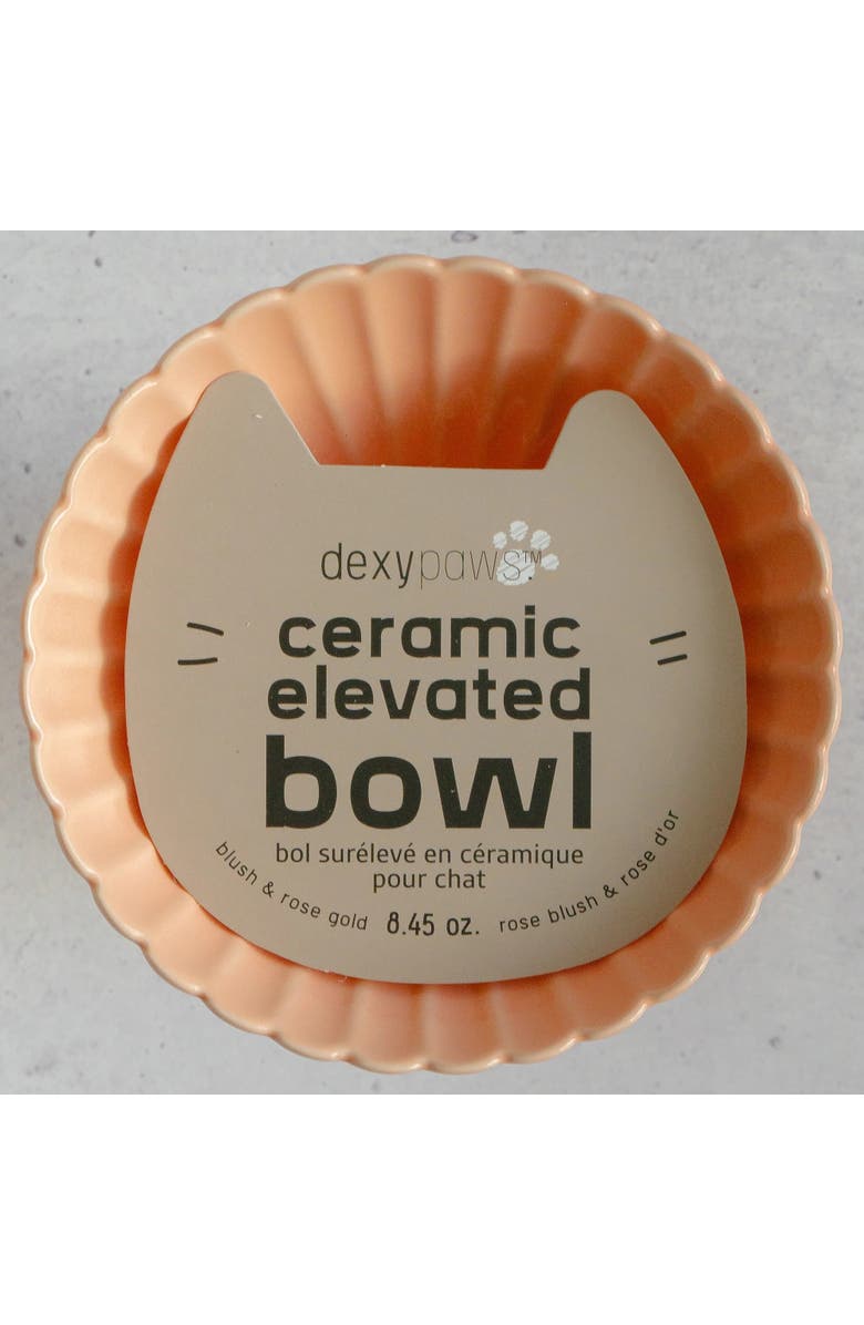 Dexypaws Elevated Ceramic Flower Cat Bowl, 8.45oz, Alternate, color, Pink