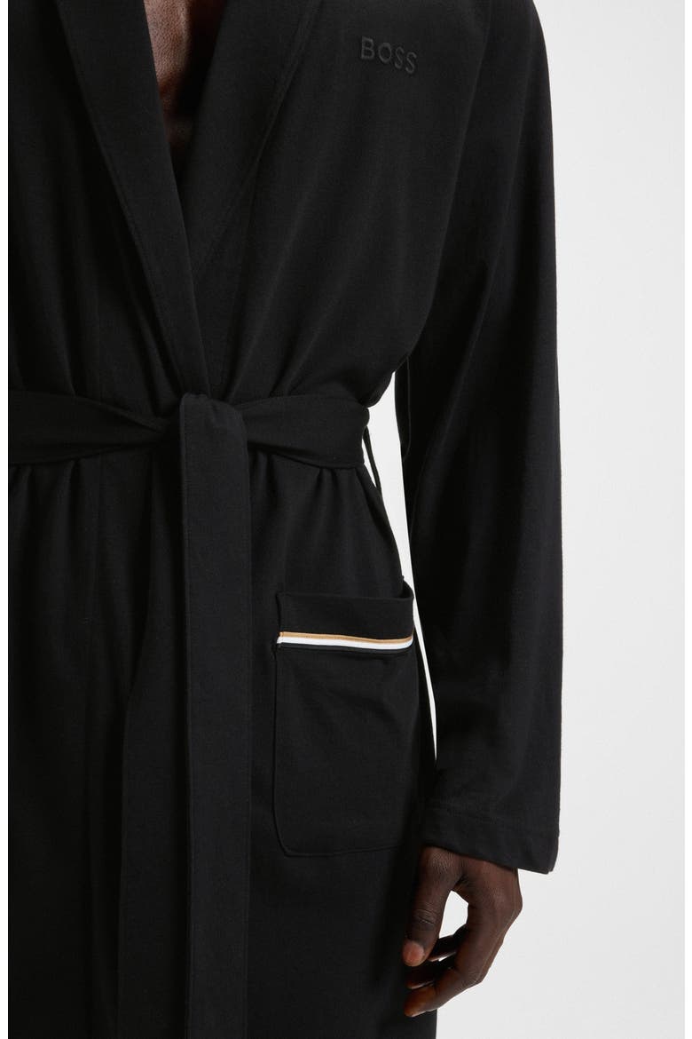 Shawl Collar Knit Cotton Robe, Alternate, color, BLACK