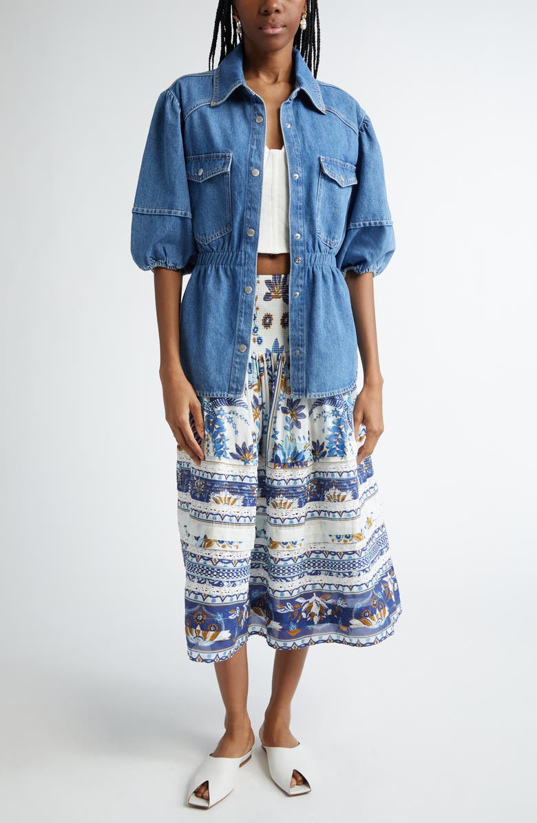 FARM Rio Ana Tapestry Mixed Print Cotton Blend Skirt, Alternate, color, 