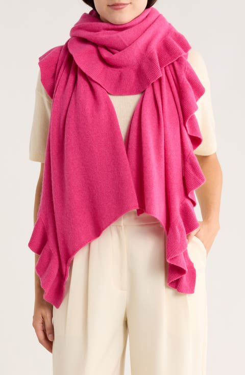 Ruffle Trim Cashmere Wrap Scarf