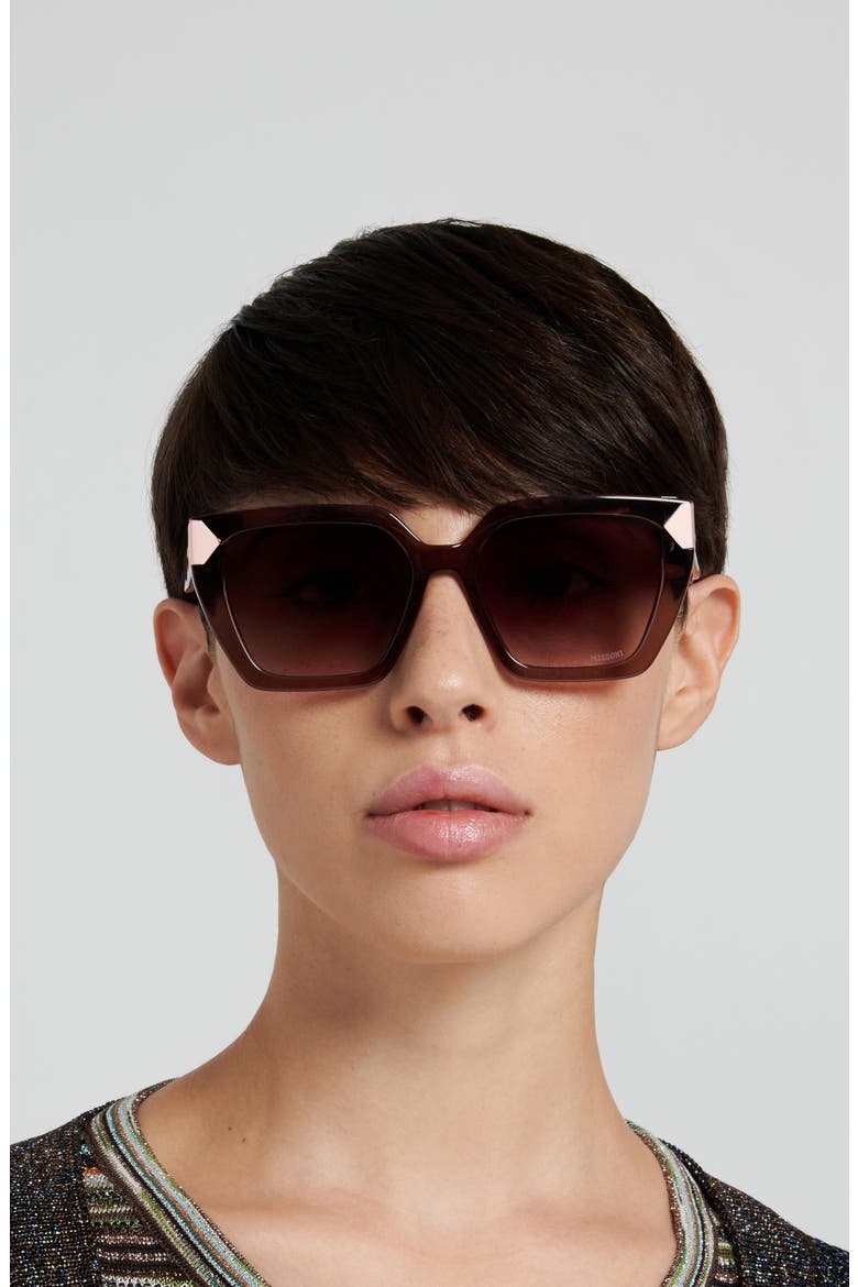 55mm Gradient Square Sunglasses, Alternate, color, BROWN/ BROWN SF