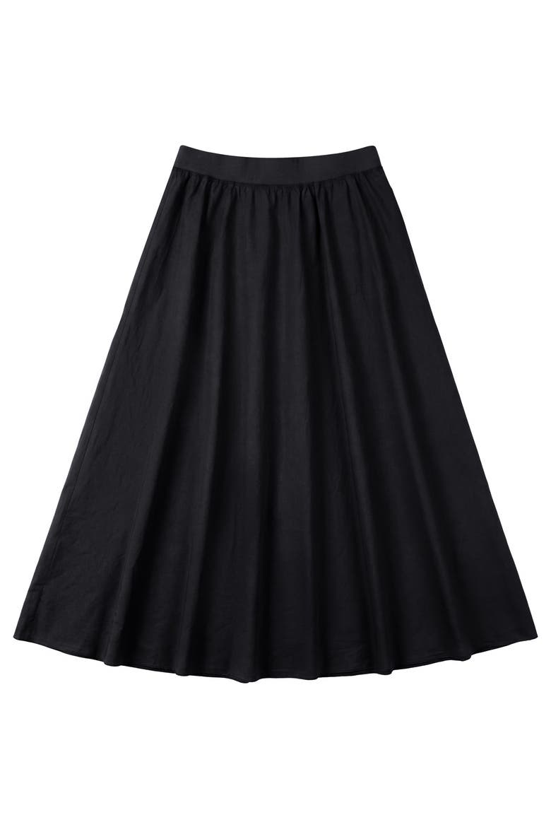 Midi Elastic Waist Wide Sweep Gauze Skirt, Main, color, Black