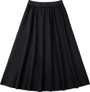Red Myth Midi Elastic Waist Wide Sweep Gauze Skirt