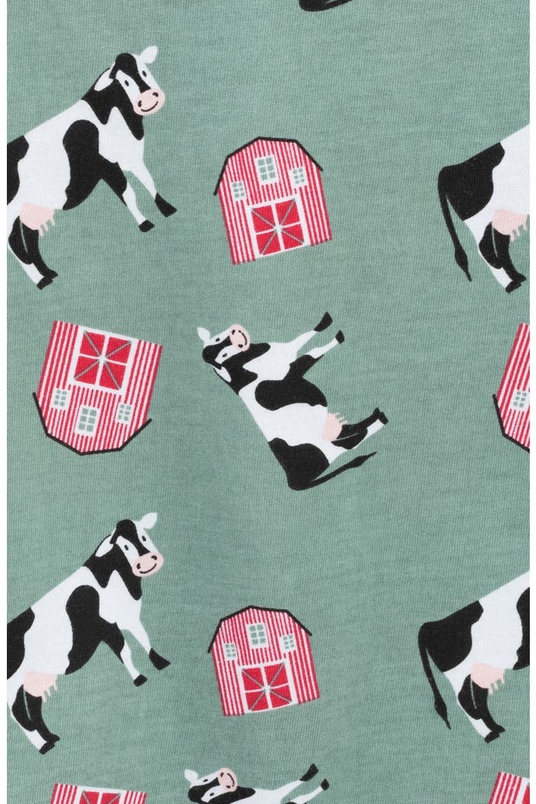 Kids Footed Printed Cotton Matching Family Pajamas, Animal Kingdom Prints, Alternate, color, Cow