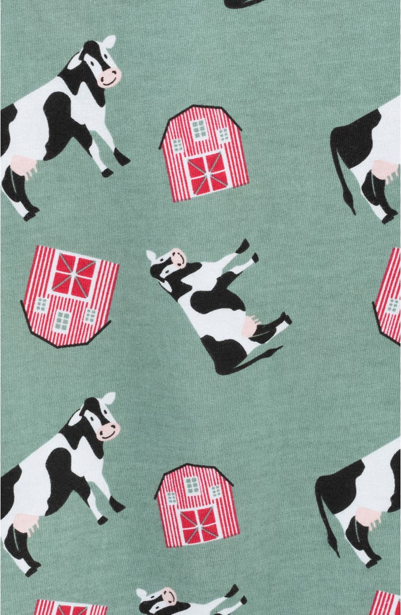 Leveret Footed Printed Cotton Matching Family Pajamas, Animal Kingdom Prints, Alternate, color, Cow