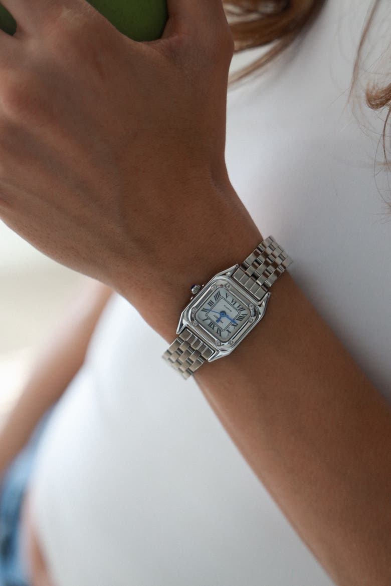 Sleek Panther Square Bracelet Watch- 20x22MM, Alternate, color, Silver