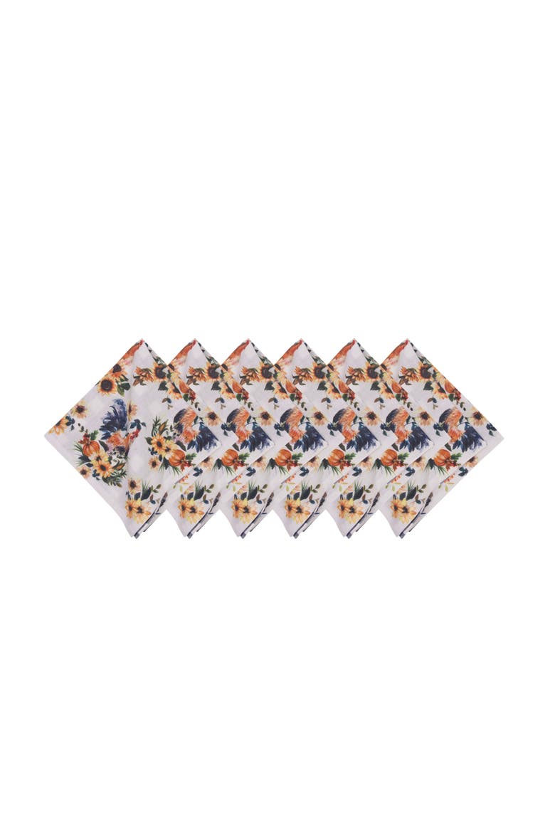 Rooster Farmhouse Graphic Print Napkins Set of 6, Main, color, Green