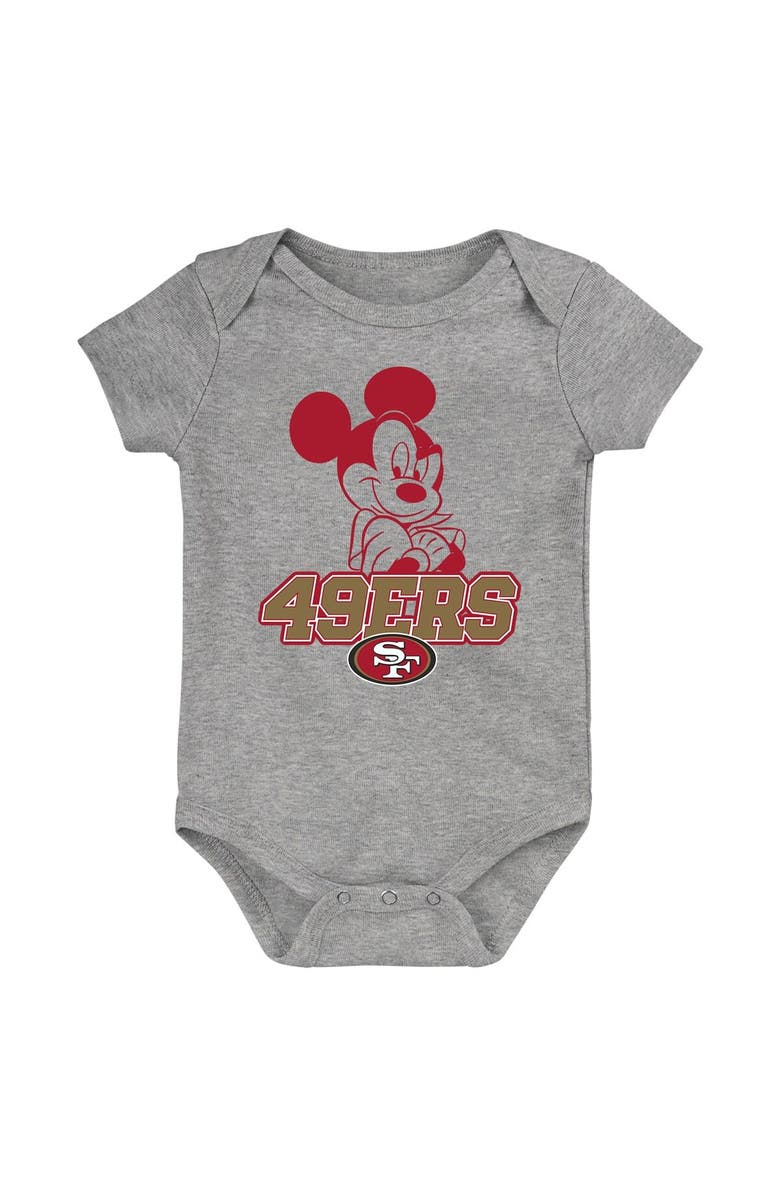 Outerstuff Newborn & Infant Scarlet/Gold/Gray San Francisco 49ers Three-Piece Disney Game Time Bodysuit Set, Alternate, color,
