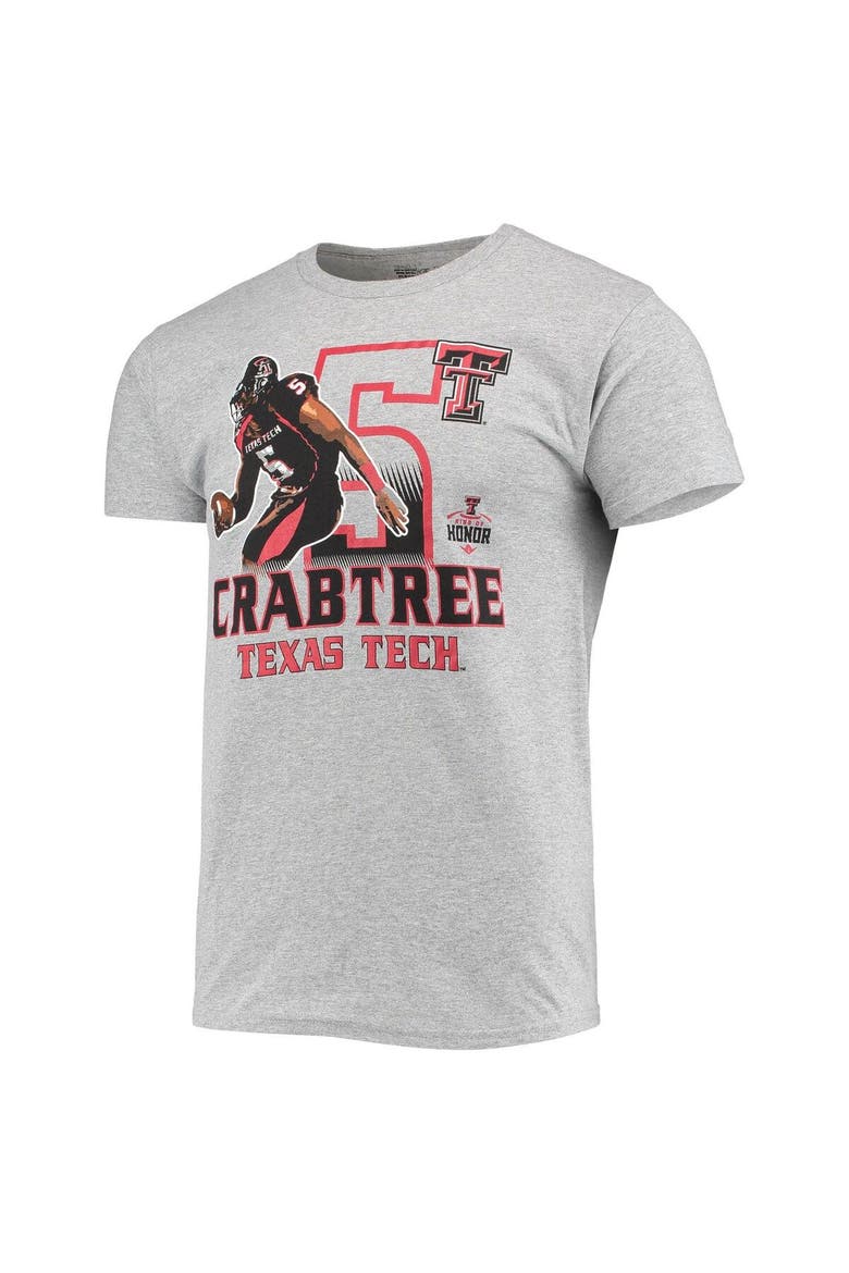 Men's Original Retro Brand Michael Crabtree Heathered Gray Texas Tech Red Raiders Ring of Honor T-Shirt, Alternate, color, Heather Gray