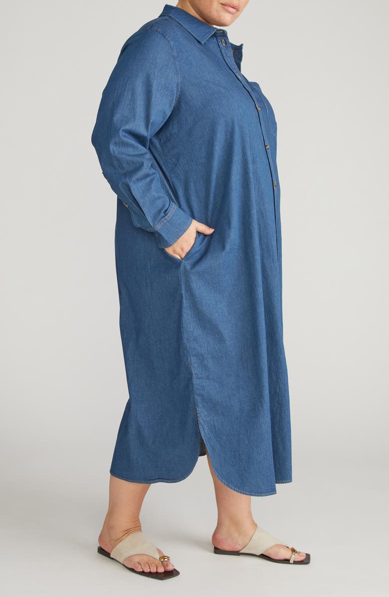 Universal Standard Odeon Long Sleeve Chambray Shirtdress, Alternate, color, Orion Blue