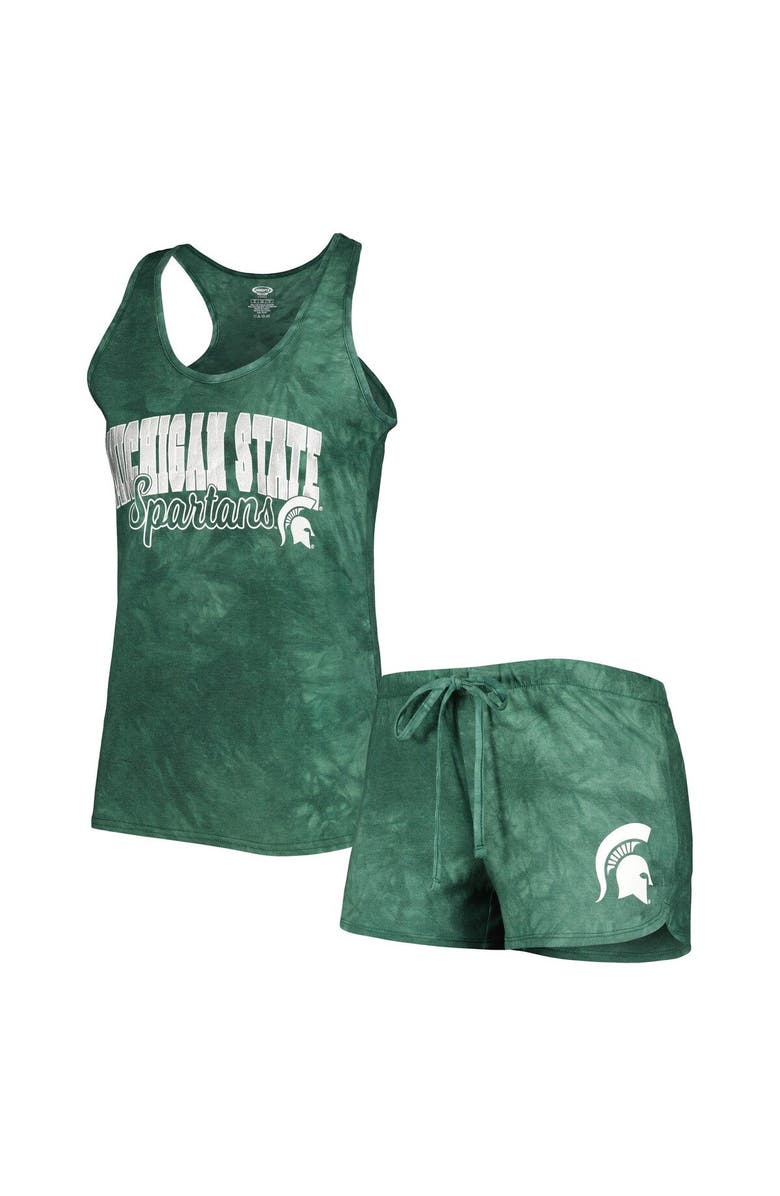 CONCEPTS SPORT Women's Concepts Sport Green Michigan State Spartans Billboard Tie-Dye Tank and Shorts Sleep Set, Main, color, Green