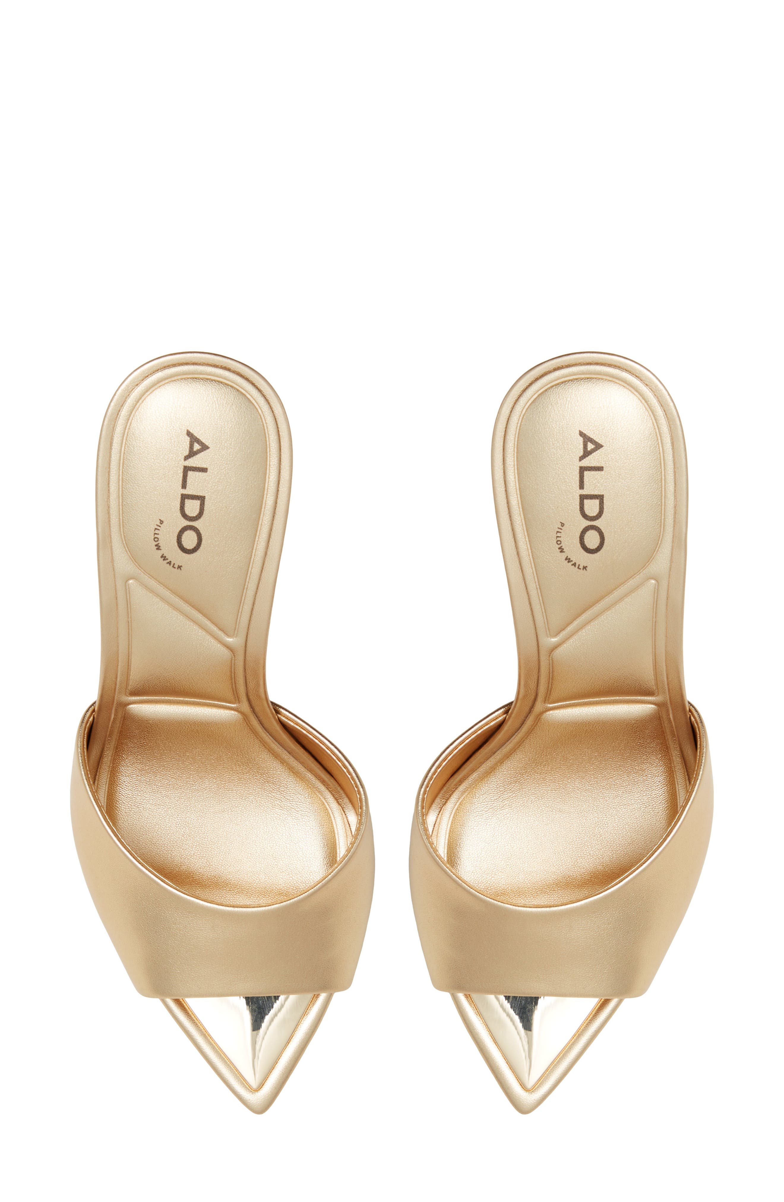 ALDO Marita Pointed Toe Slide Sandal, Alternate, color, Gold